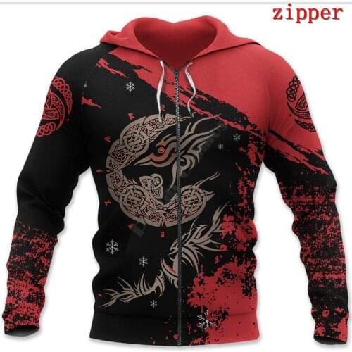 Viking Tattoo 3D Hoodies Printed Harajuku Coat Jacket Men For Women Fashion Zipper hoodies Drop Shipping 01