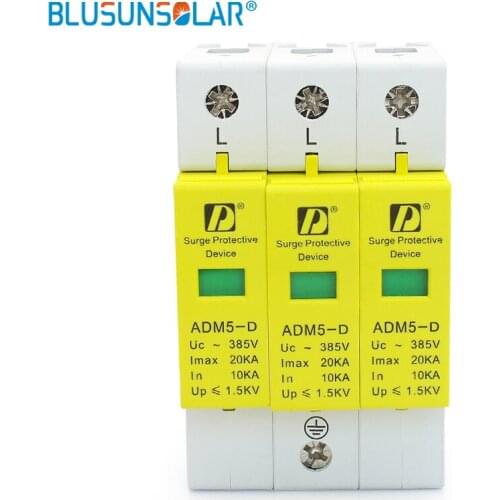 High quality 3P 20KA 110V 220V 385V AC Din Rail SPD Surge Protection Lightning Arrester Over Voltage