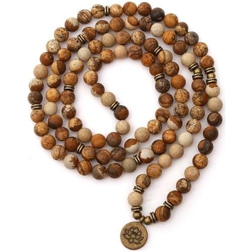 Yellow 108 beads 8mm elastic adjustable Lotus life tree Buddha OM eye Chakra Reiki agate Onyx Yoga Bracelet necklace iyj6d