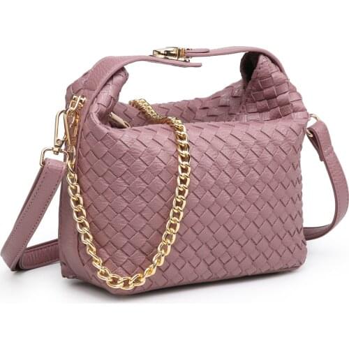 Elegant Hand-Woven Chain Shoulder Bags For Women Summer High Quality PU Leather Female Crossbody Bag Beach Travel Small Handbags