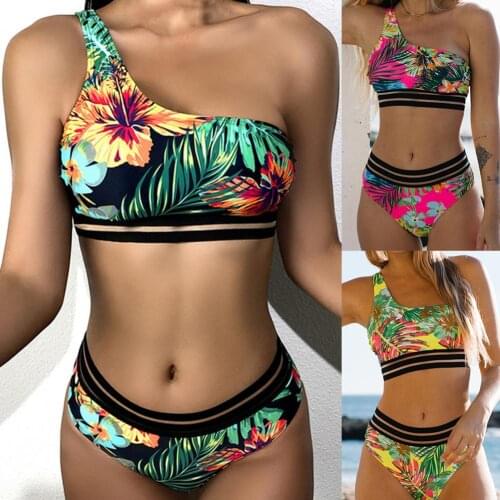 2021Women Swimsuit Ladies Sexy Fashion Green Color Matching Tie-dye Bandeau Bandage Bikini Set Push-Up Swimwear Beachwear