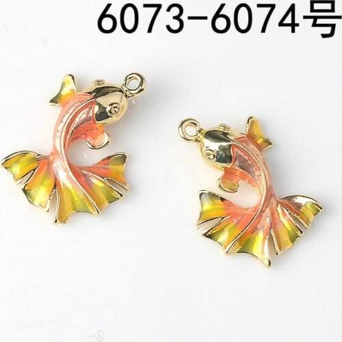 10pcs New hot goldfish symmetrical oil drop alloy accessories 6073-6074