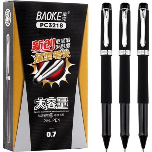 12 Baoke Pc3218 Neutral Pen 0.7mm Carbon Pen Metal Pen Clip Water Pen Student Stationery Large Capacity Signature Pen