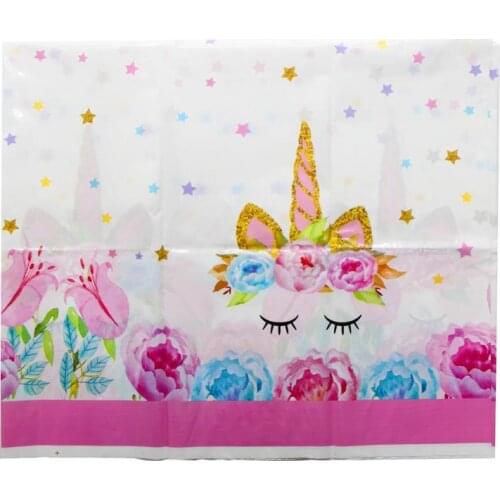 180*108 cm 1pc Unicorn Theme Table Cloth for Kids Happy Birthday Party Decoration Table Cover Event Party Supplies