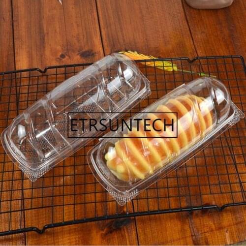 200pcs Plastic Bread Baking Package Boxes Hot Dog Transparent Blister Box Food Packaging Box