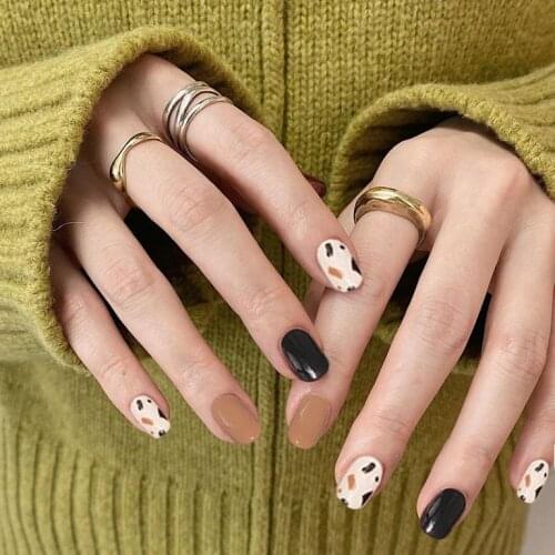 24pcs fake nails with glue designed Paragraph Fashion Manicure Patch False Nails Save Time Nail Patch acrylic nail tips