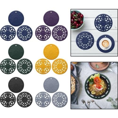 3 Pack of Multifunctional Heat-insulated Hot Pads Kitchen Countertop Tableware Bowl Mat Trivet Dining Room Decor Gift