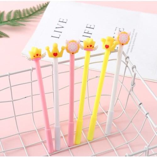 36 pcs/lot Crown Gel Pens Cute Signature 0.5 mm Black Ink Signature Pen School Writing Supplies Stationery gift