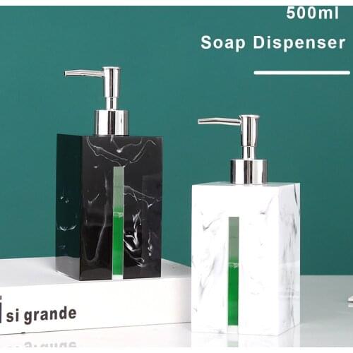500ml Soap Dispenser Marble Pattern Plastic Refill Empty Sub-bottle Bathroom Shower Gel Hand Washing Shampoo Bottles