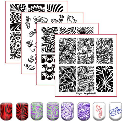Stamping Plates Ladies Shoes Theme Plate Marble Geometric Stainless Steel Nail Art Image Plate Stencil