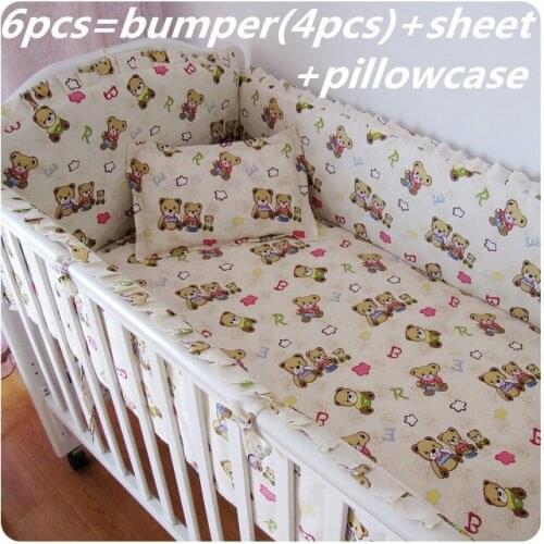6/7PCS baby bedding set 100% cotton curtain crib bumper baby cot sets decoracao quarto bebe , 120*60/120*70cm