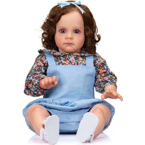 60CM Realistic Maggie Handmade Reborn Toddler Detailed Lifelike Reborn Doll Witn Long Curly Hair Collectible Art Doll