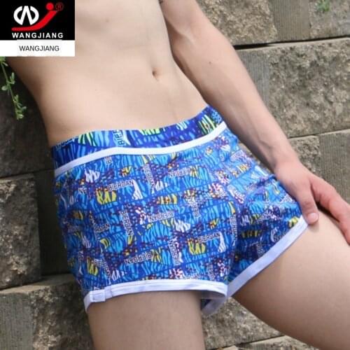 Boxer Underwear Boxers with Inside Pouch Sexy Underpants Flower Printed Comfortable Loose Summer Breathable Cotton Men Leisure