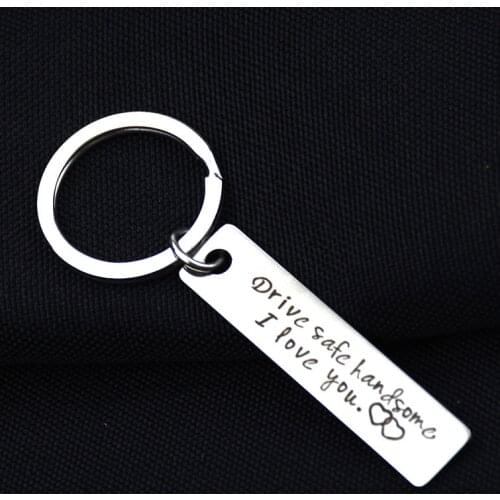 Drive-Safe I-love-You Keychain/Engraved Keychain/Lettering Keychain/Husband Gift/Boyfriend Gift