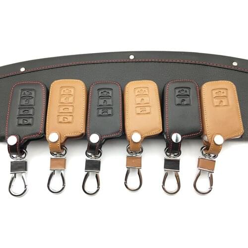 Car Genuine Leather Remote Control Car Key Case Cover for TOYOTA RAV4 Corolla Camry Crown Prado 2/3/4 Button Smart Key Car cover