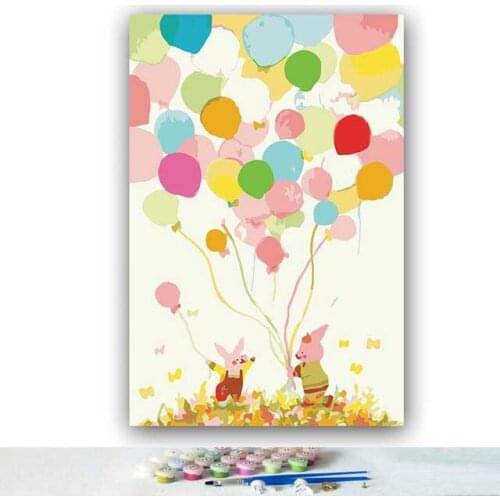 DIY colorings pictures by numbers with colors Colorful balloon piglets picture drawing painting by numbers framed Home