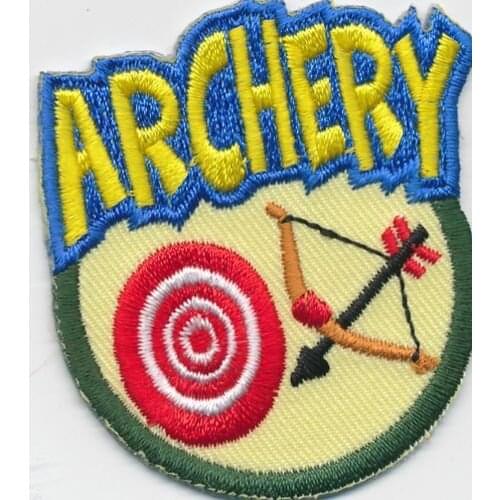 Hot! Boy Girl cub ARCHERY Bow Arrow Class Fun Patches Crests Badges GUIDES SCOUT (Size is about 6.3 * 6.6 cm)