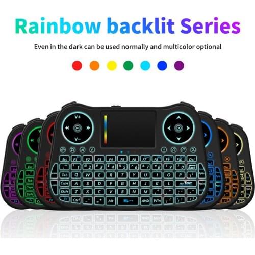 Mini handheld keyboard mt08 colorful backlit flying mouse 2.4G Wireless touch keyboard remote control for dry / lithium battery