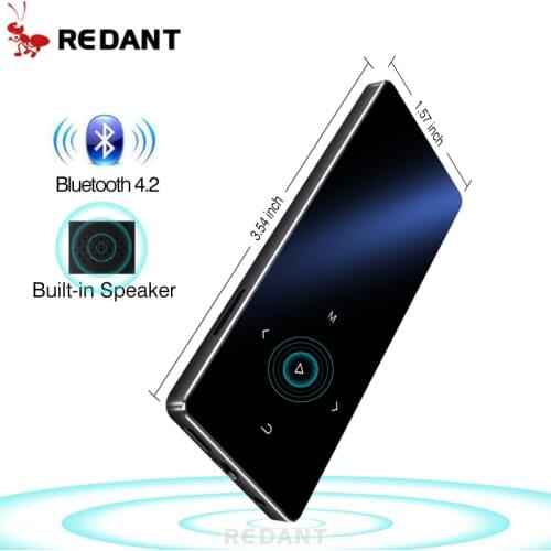 REDANT MP3 Player Bluetooth With built-in Speaker 1.8 inch Screen Touch Keys FM Radio Voice Recorder E-Book Lossless Hifi Music