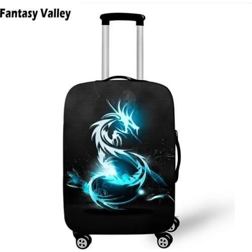 Magic Dragon/Howlling Wolf Men Luggage Protective Covers Elastic Travel Accessories Cool Suitcase Dust Cover For 18-32 inch Case