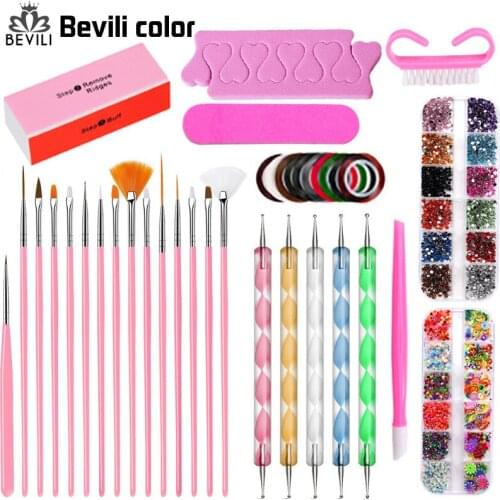 38pcs/set Nail Kit Professional Nail Art Design Brushes Set Dotting Painting Drawing Polish Pen Nail Tools Kit