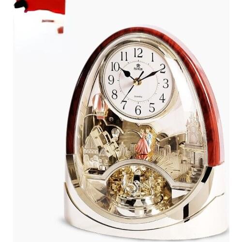 Table Watch Desk Clock Vintage Wood Swing Music Home Decor Art Quartz Clock Flip Luxury Office Desk Electronic Antique Clocks