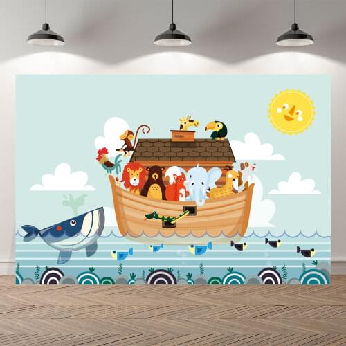 NeoBack Vinyl Noahs Ark Whale Giraffe Elephant Fox Baby Children Photography Backgrounds Studio Photo Backdrop Photocall Banner