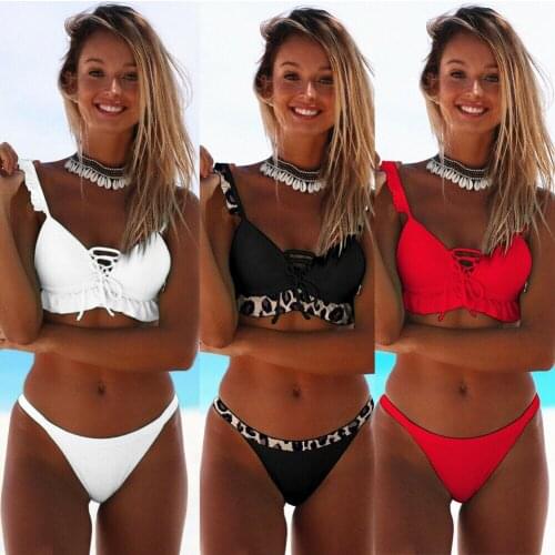 New 2019 Summer Women Beachwear Bandage Bikini Push-up Padded Bra Swimsuit Outfits Swimwear 2PCS Bikini Set