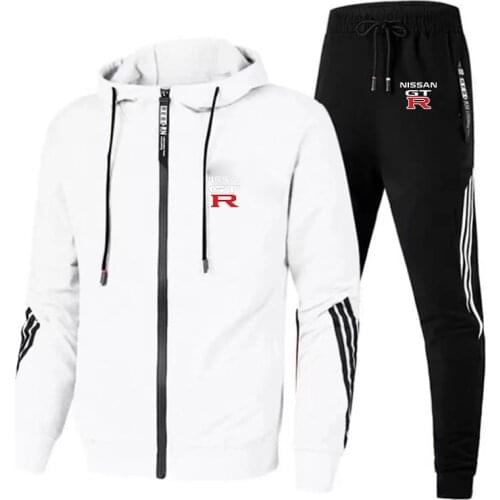 New Brand 2021 Printed Mens Sports Suit Zipper Hoodie + Pants 2-piece Casual Sportswear Mens Outdoor Jogging Sportswear