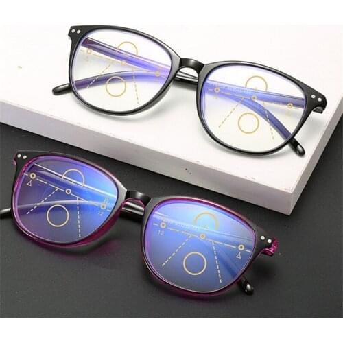 Blue Light Blocking Progressive Multifocal Reading Glasses Women Men Near and Far Presbyopic Spectacles +1.0 +1.5 +2.0 To +4.0