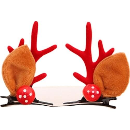 Christmas Childrens Gifts Golden Pink Antlers Headwear Christmas Eve Clip Two Lovely Headclasp Mink Hairpin