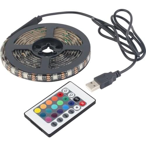 ICOCO RGB 5050 SMD LED Strip Lamps Waterproof Flexible LED Tape Light USB 5V Christmas Decoration Lamp Black Strip Light Hot