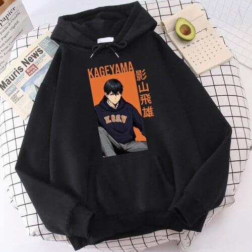 Cartoon Kageyama Tobio Anime Hoodies Mens Hip Hop Fashion Funny Streetwear Spring Casual Sweatshirt Volleyball Club Men Hooded