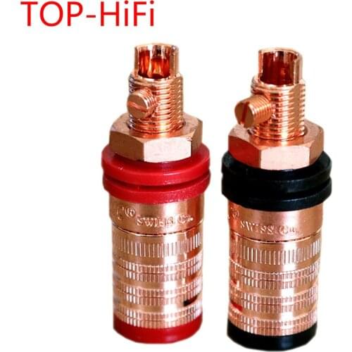 TOP-HiFi 4pcs CMC 838-CU-R Pure Copper Conductor Binding Post Speaker Terminal