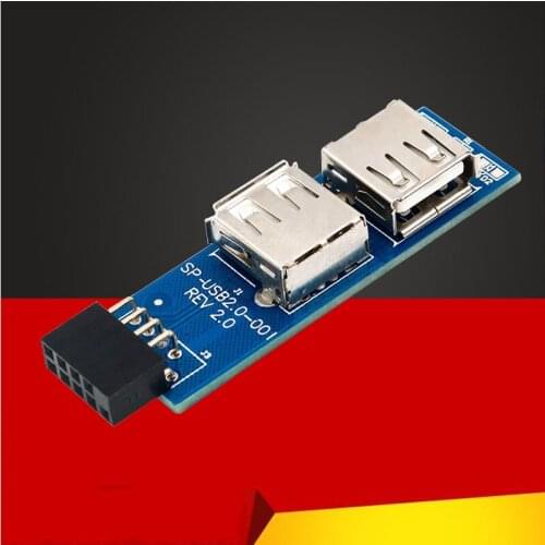 USB HUB 9Pin PC Host Internal Motherboard USB 2.0 Hub 9Pin to 2 Port USB A Female Splitter Converter PCB Board Extender Card NEW