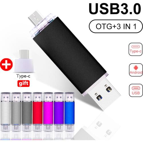 High Speed USB 3.0 OTG USB flash drive 64GB 128GB Pen drives Type-C flash disk 256GB 512GB Pendrives micro USB stick for Android
