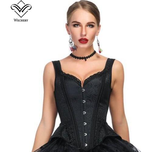 Wechery New Lace Up Corset for Women Steampunk Girdles Lace Dragons Pattern Sexy Corset Tops Plus Size Blue Apricot