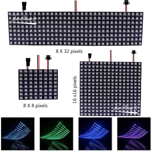 WS2812 Digital Flexible LED Programmed Panel Screen Individually Addressable Full Color Display BoardDC5V 8*8,16*16,8*32 Pixels