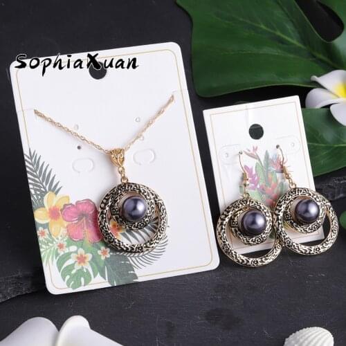 SophiaXuan Hawaiian Fashion Women Jewelry Sets Polynesian Retro Black Earrings Necklaces Sets for Women Wholesale 2021 Jewelry