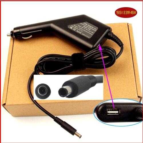 Laptop DC Power Car Adapter Charger 19.5V 2.31A + USB Port for Dell LA45NM131 PA-1450-66D1 JT9DM 3RG0T 03RG0T 0CDF57 FA45NE