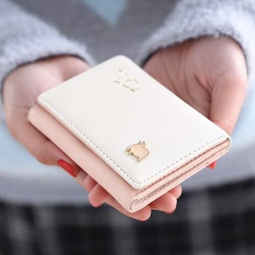 Women Fashion Short Katong Animals Wallets Female Student Tri-fold Buckle Coin Purses Ladies Card Holder Clutch Bag Money Clip