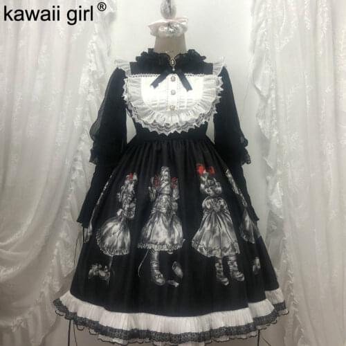 Kawaii 2020 New Dress Jsk Lolita Dress Women Vintage Dark Style Imported Printed Vestido Gothic Lolita Princess Sleeveless Dress