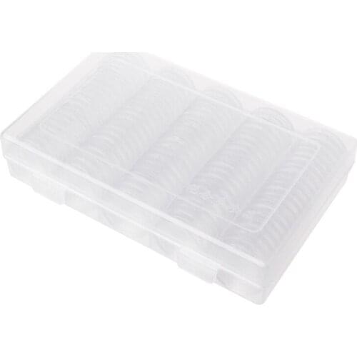 100 Coin Holder Capsules 27mm Round Box Plastic collectibles Storage Organizer