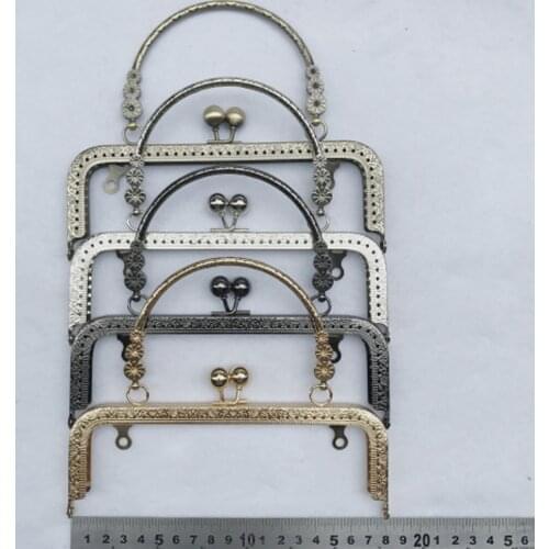 18cm DIY women purse frame with handle kiss buckle bag making metal calsp 5pcs/lot silver golden gunblack bronze
