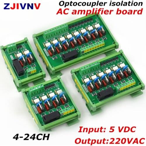 4-24 Channels Optocoupler isolated IO single chip microcomputer PLC AC amplifier board output AC220V input Voltage 5VDC