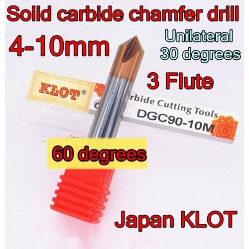 4mm-10mm*60 degrees 3flutes HRC60 Japan KLOT Solid carbide chamfer drill Chamfering cutter Countersink Drill Bit Free shipping