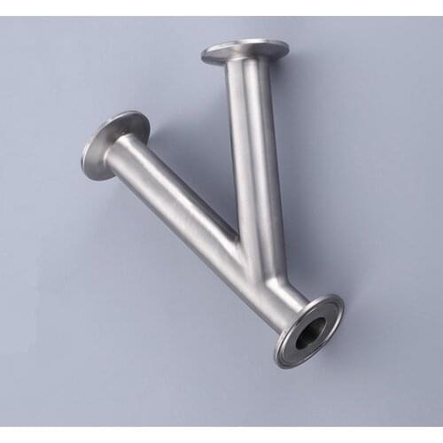 51mm 2" Pipe OD 2" Tri Clamp Oblique Y Shaped 3 Way SUS 304 Stainless Sanitary Fitting Spliter Homebrew Beer Wine