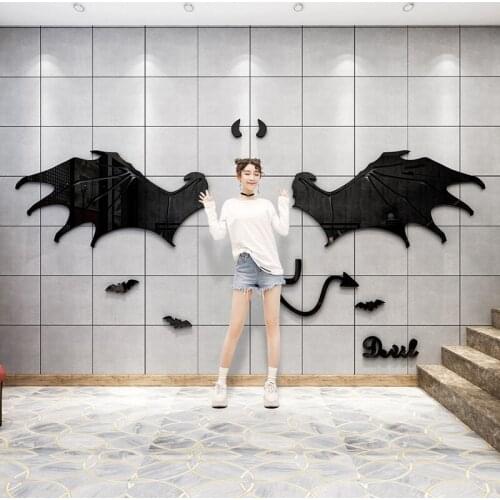 Devil wings Acrylic 3d mirror wall sticker Shop window decor wall stickers Butterfly Home decor Living room bedroom decoration