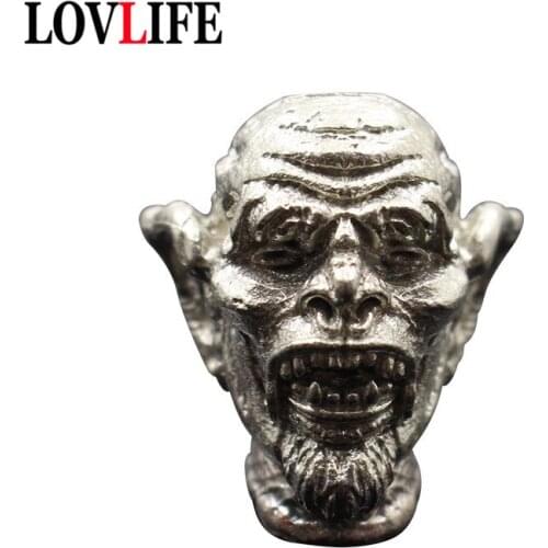 White Brass Vampire Skeleton Head Knife Beads DIY Lanyard Pendants for Keychain Outdoor Tools Zombie Skull Key Rings Accessories
