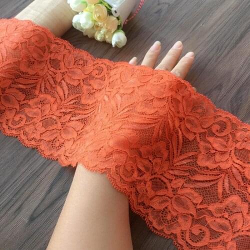 Free shipping 2M/lot 15cm wide exquisite orange stretch embroidery lace accessories clothing skirt decorative lace Z1474